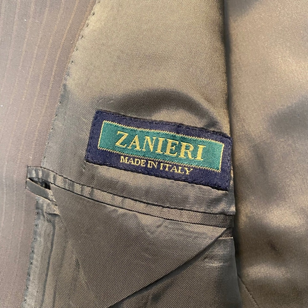 Zanieri Made In Italy Sport Coat‎ Blazer Mens 46L Brown Pinstripe Wool 3 Btn - Picture 6 of 8